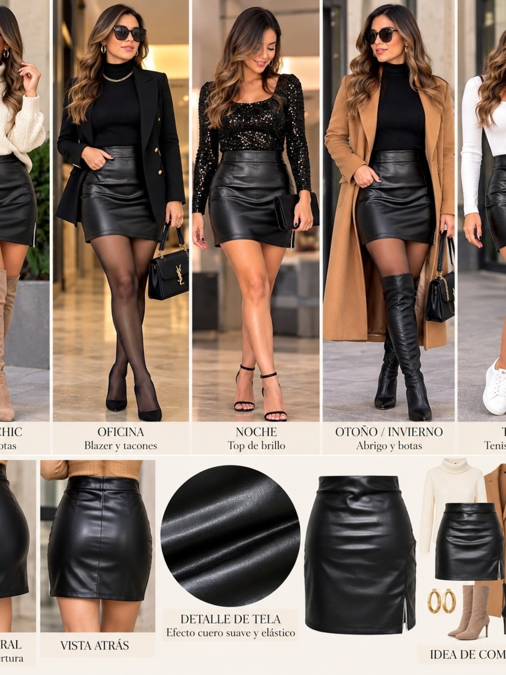 Women’s Black Faux Leather Mini Skirt — Sleek High-Rise Style